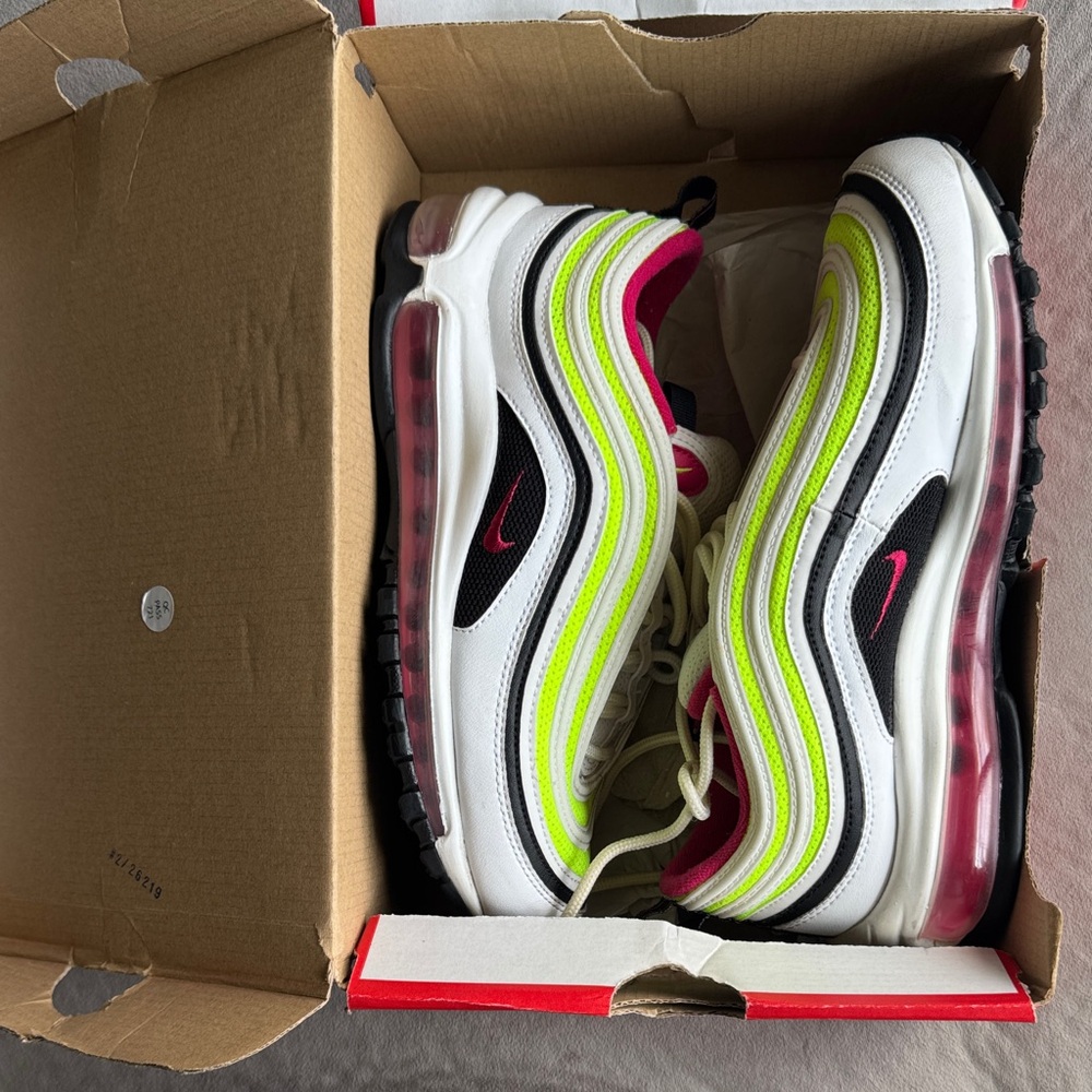 Nike Air Max 97 White with Neon and Pink Accents